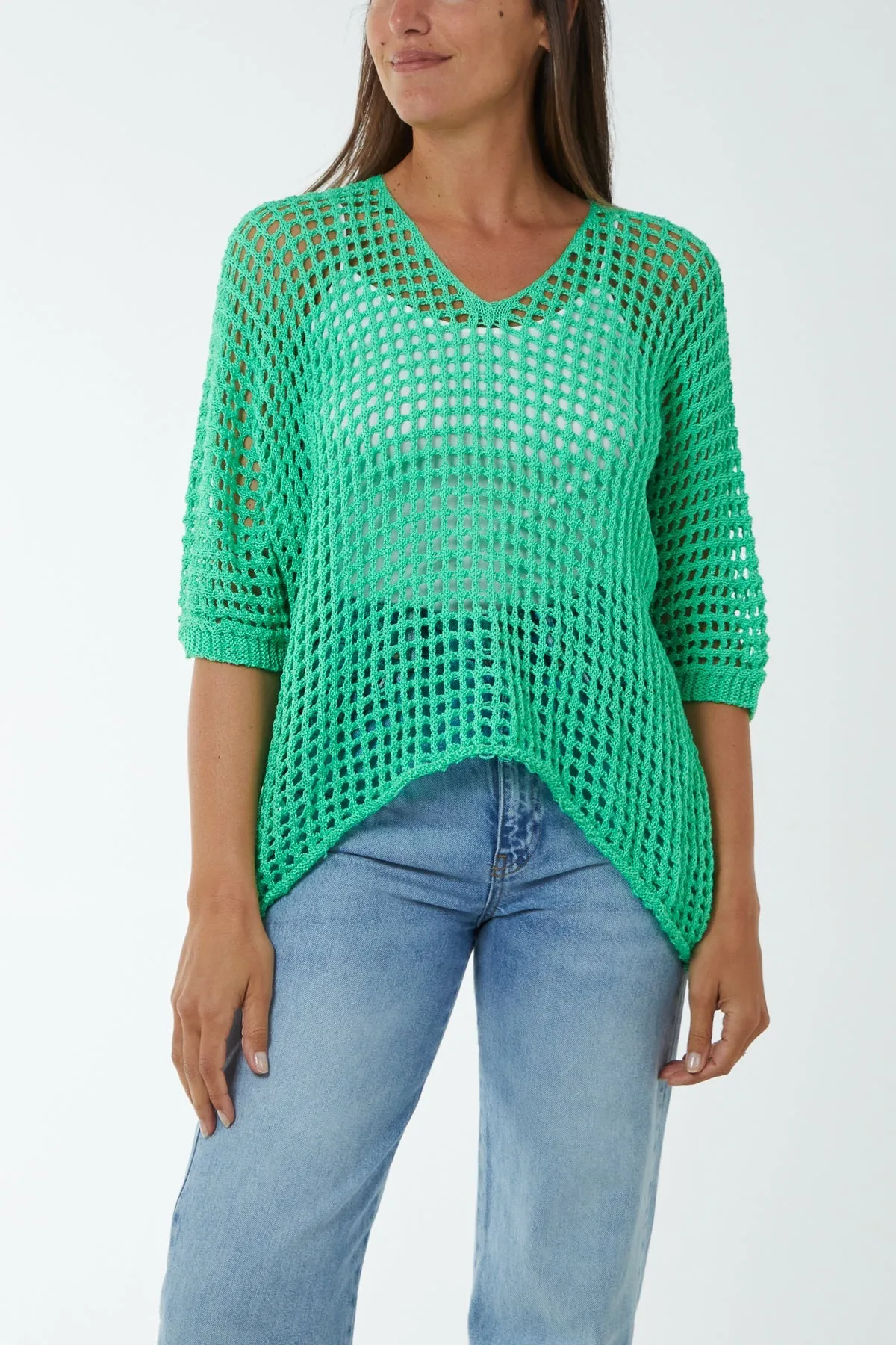 Round Neck Short Sleeve Crochet Top