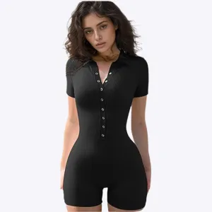 Ruan - Contoured Buttoned Woman's Activewear Jumpsuit