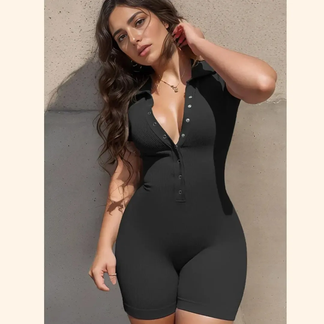 Ruan - Contoured Buttoned Woman's Activewear Jumpsuit