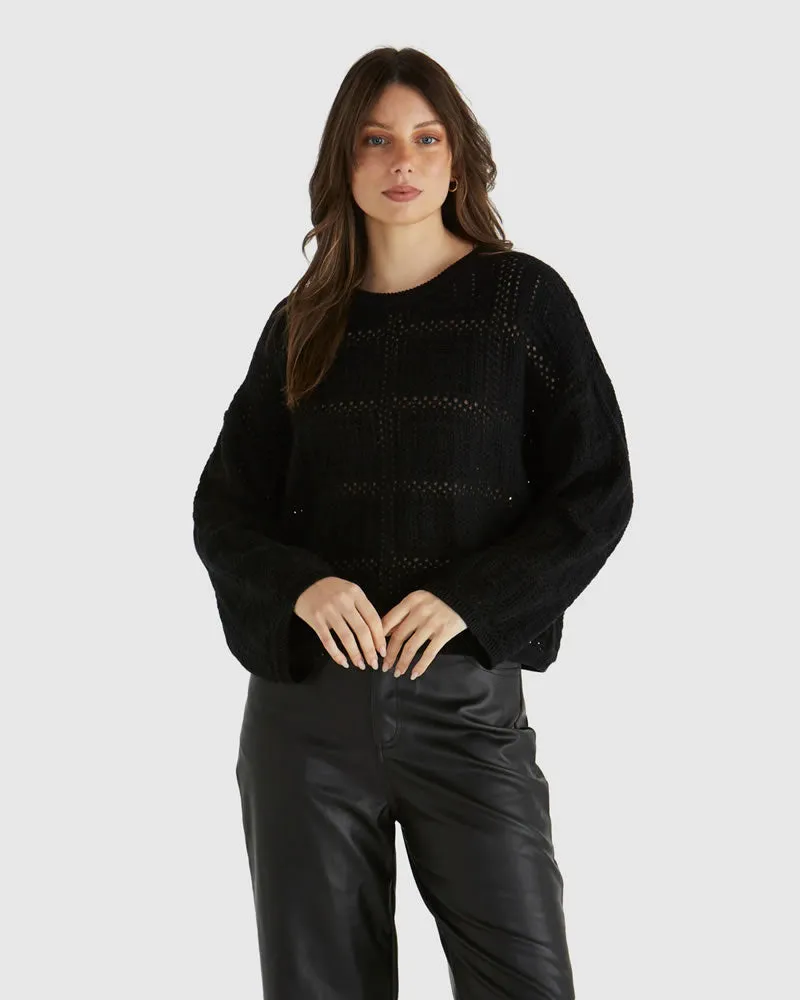 Sass Marcello Crochet Long Sleeve Top