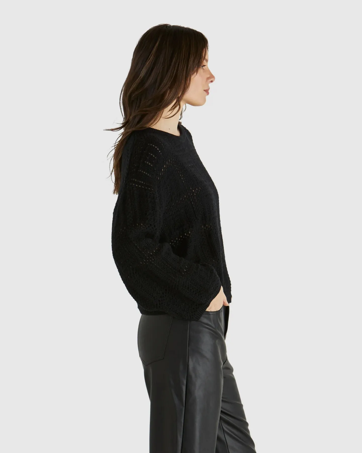 SASS MARCELLO CROCHET TOP BLACK
