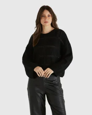 SASS MARCELLO CROCHET TOP BLACK