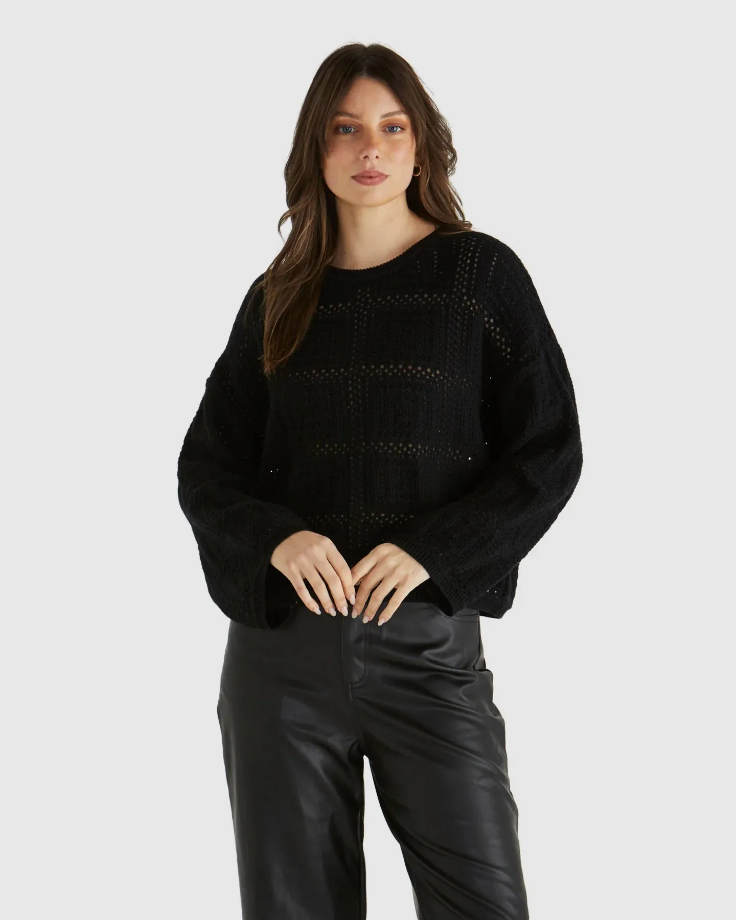 SASS MARCELLO CROCHET TOP BLACK
