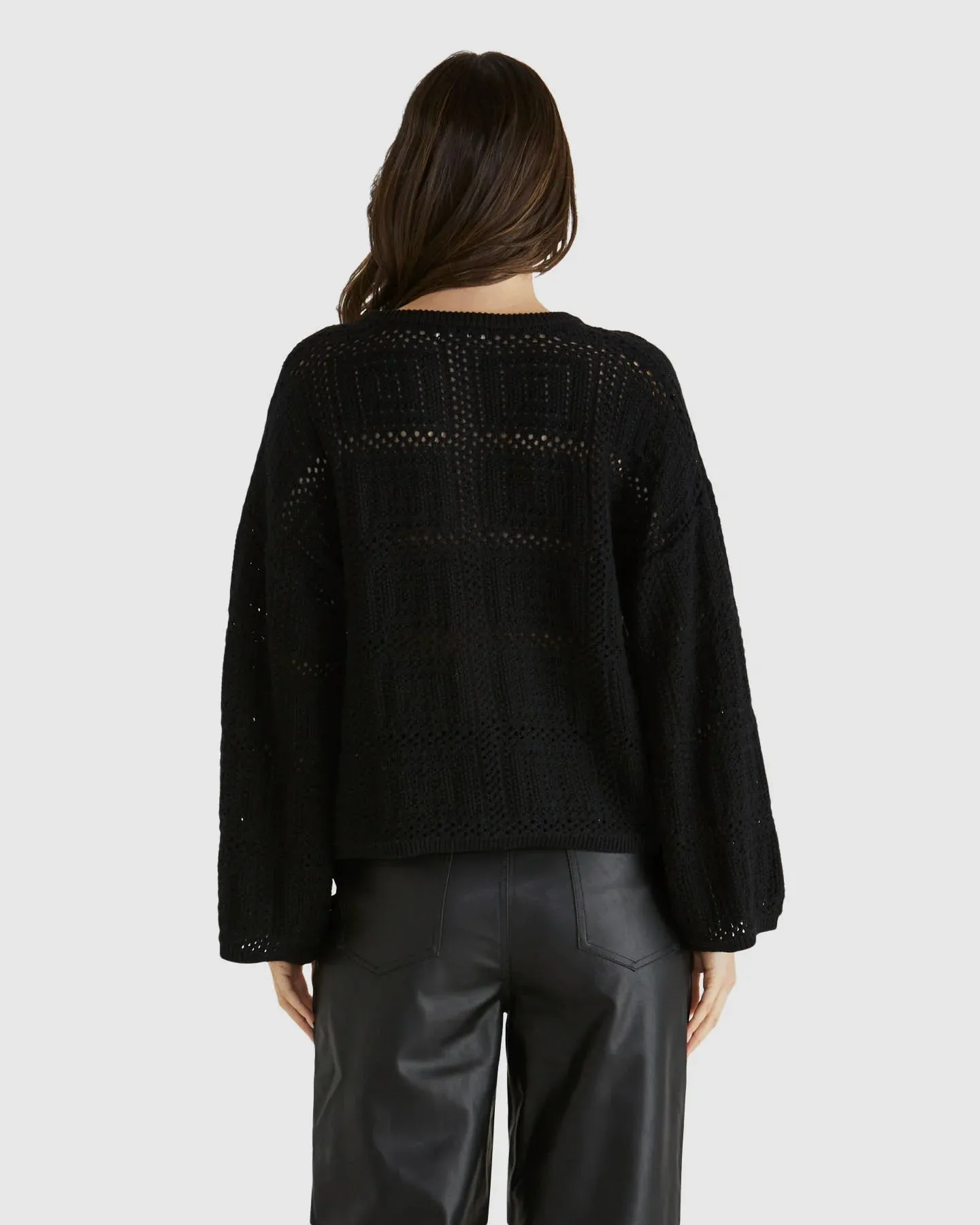 SASS MARCELLO CROCHET TOP BLACK