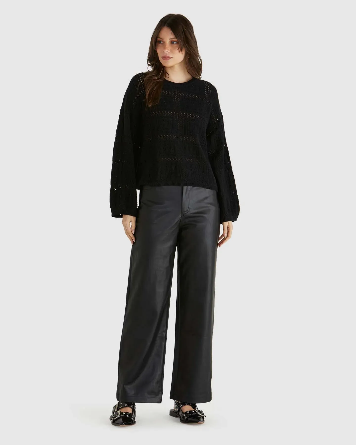 SASS MARCELLO CROCHET TOP BLACK