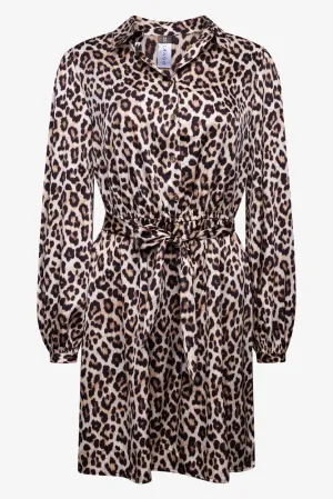 Satin Shirt Dress Leopard