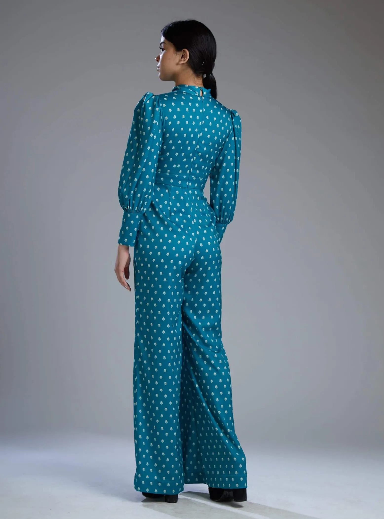 Sea Green & White Polka Jumpsuit