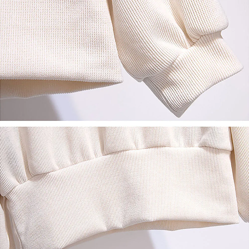 Self Patterned White Patch Casual Stripes 2Pcs Track Suit Set For Kids & Tweens