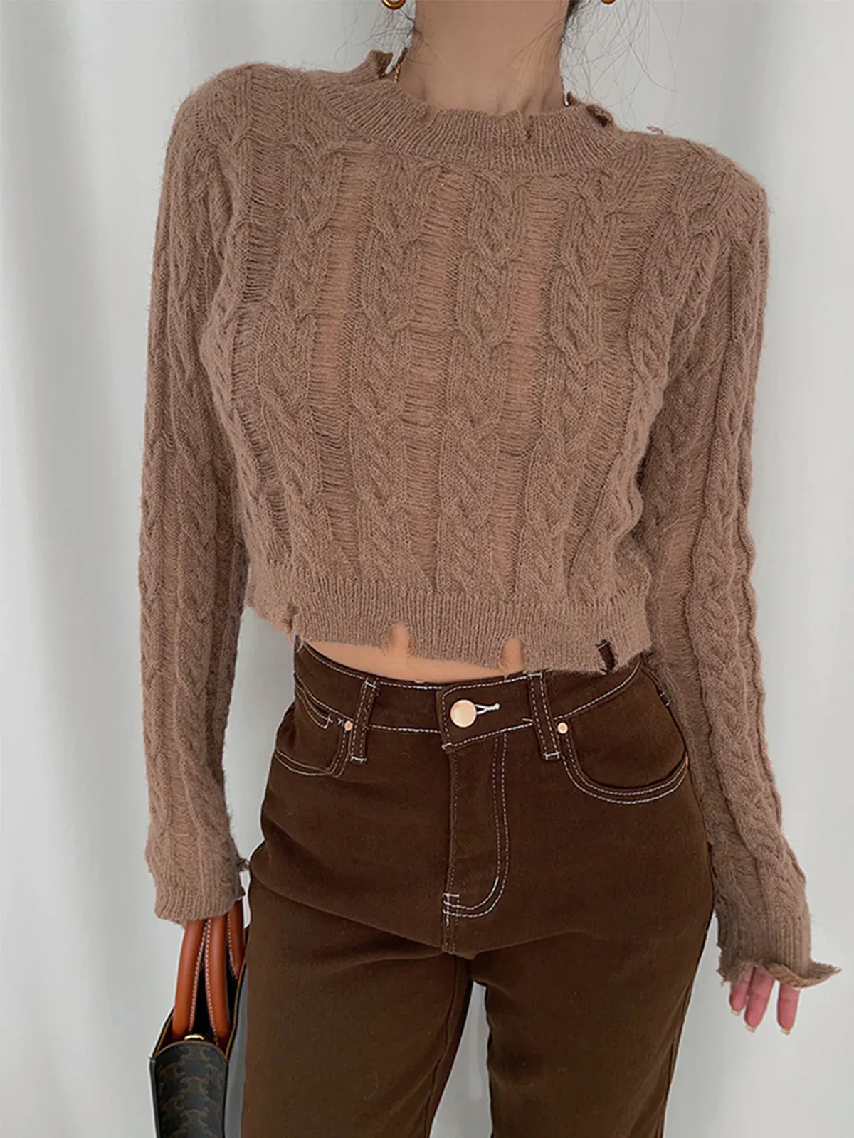 Semi-Sheer Snowflake Crochet Knit Shirt