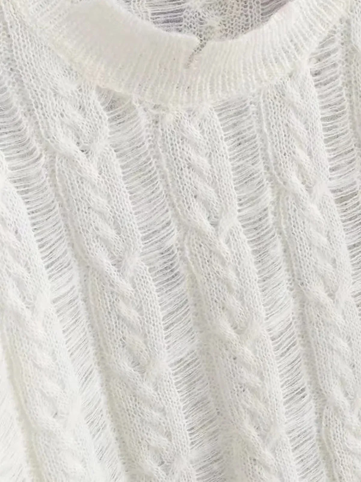 Semi-Sheer Snowflake Crochet Knit Shirt