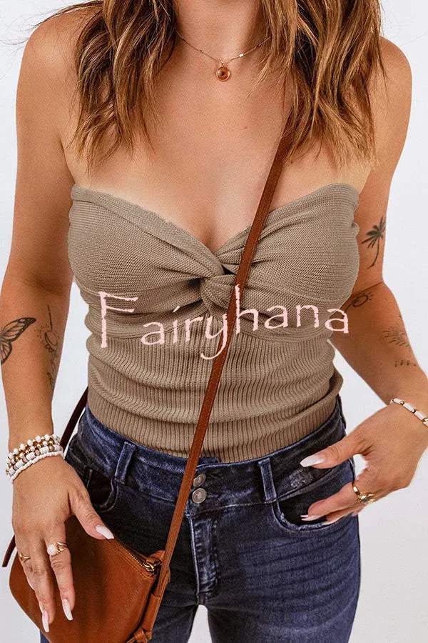 Sexy Tube Knit Ribbed Slim Backless Tank Top