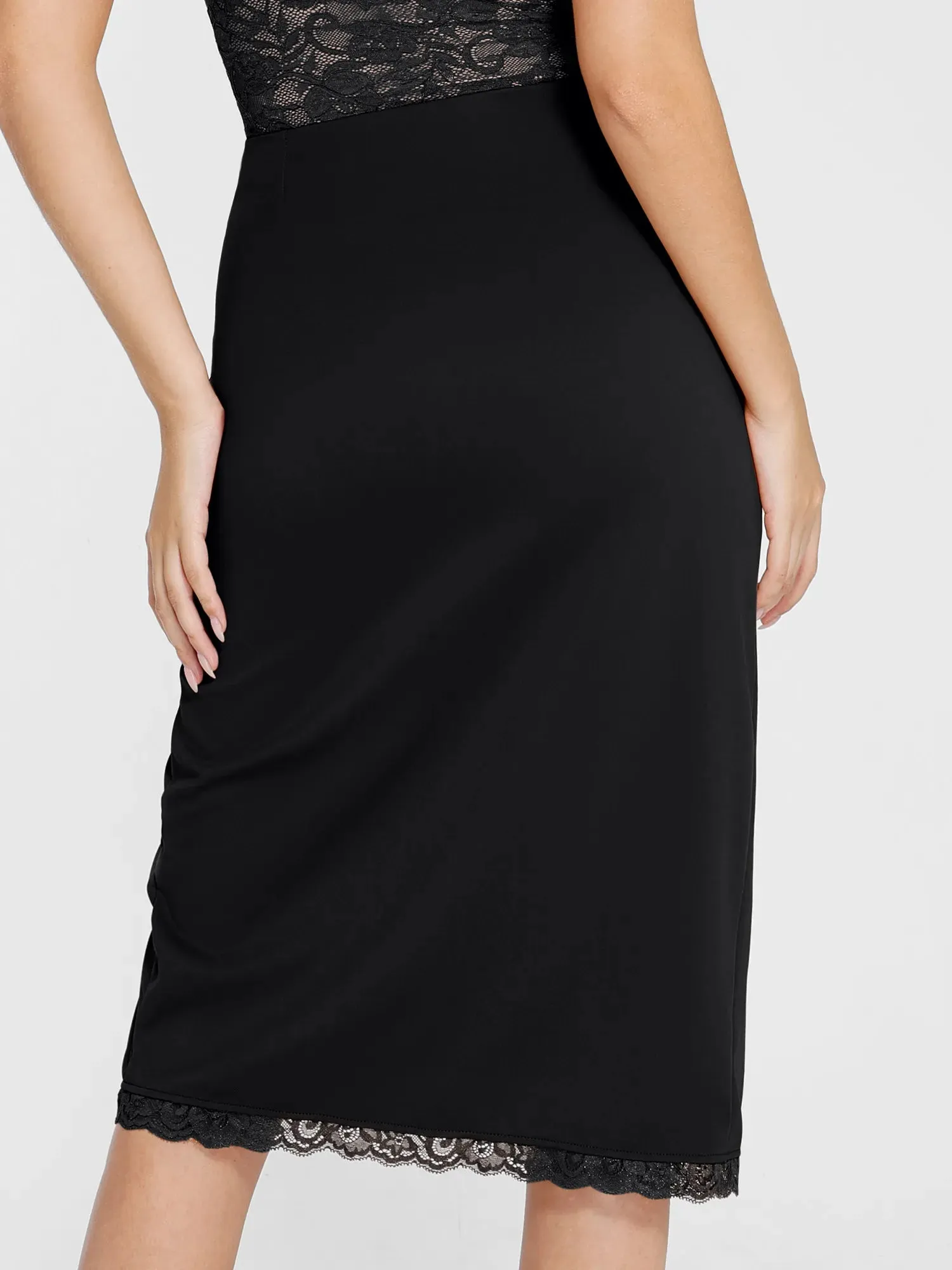 Shapewear Lace Sculpting Bodysuit Slimming Midi Skirt Set