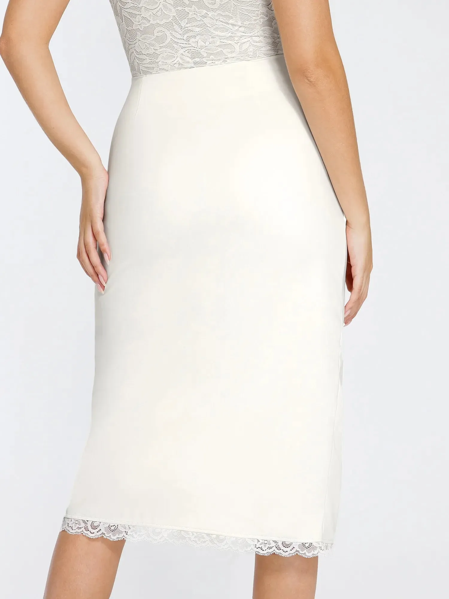 Shapewear Lace Sculpting Bodysuit Slimming Midi Skirt Set