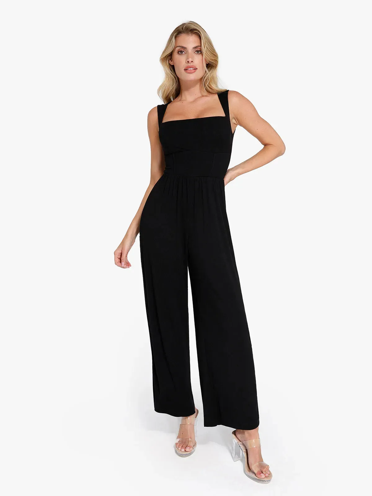 Shapewear Modal Square Neck Tummy Wide Leg Jumpsuit