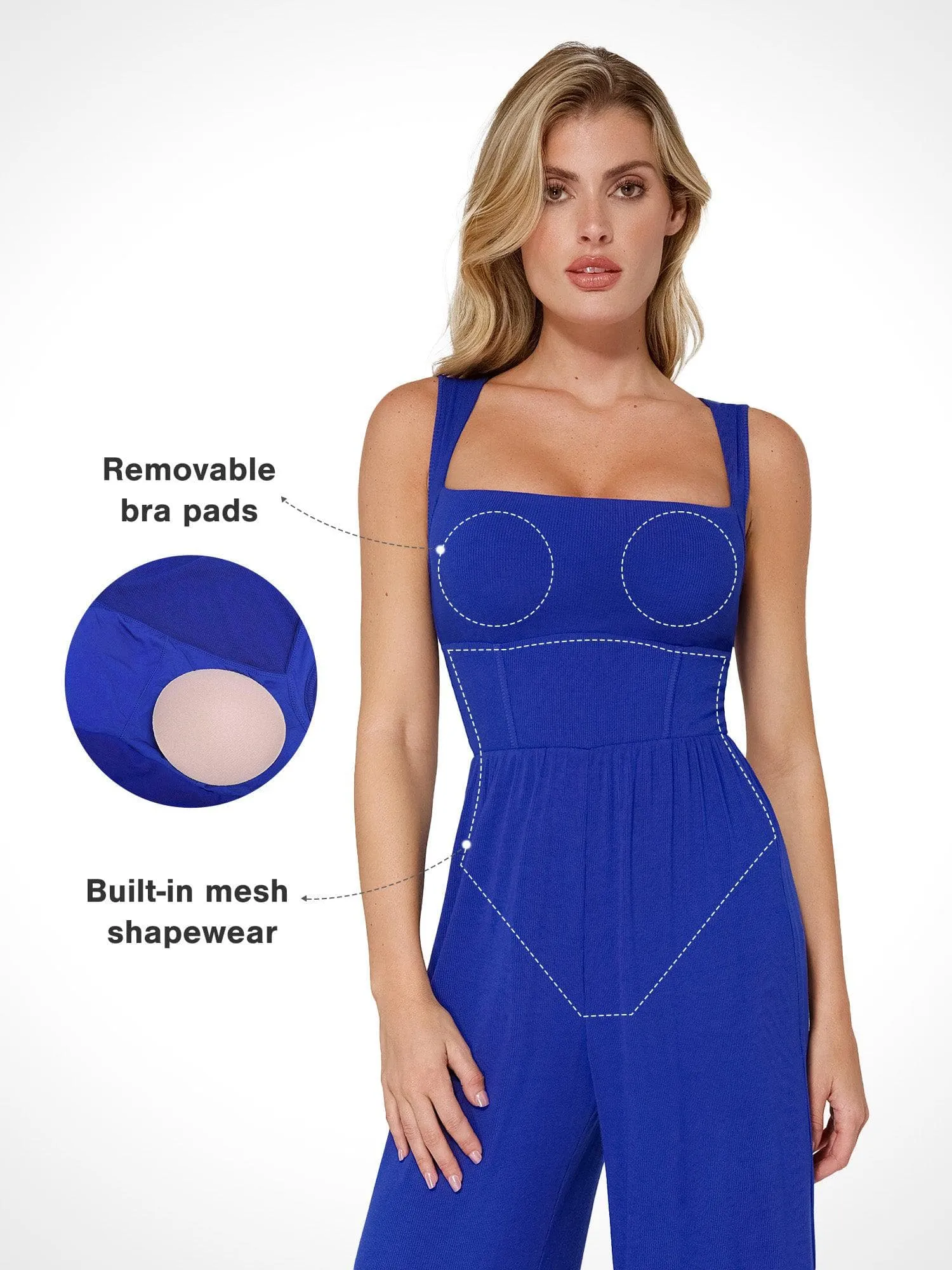 Shapewear Modal Square Neck Tummy Wide Leg Jumpsuit