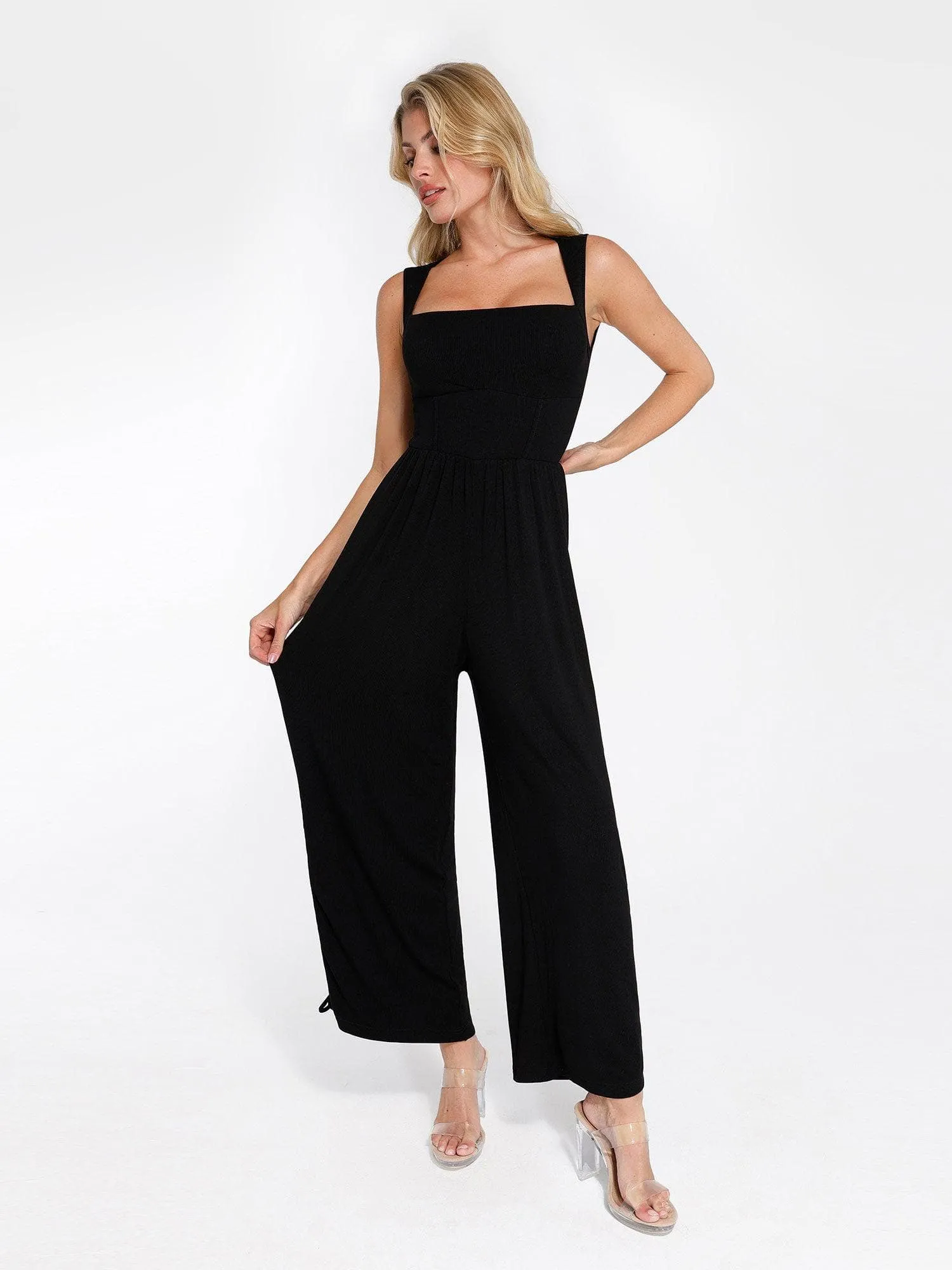 Shapewear Modal Square Neck Tummy Wide Leg Jumpsuit