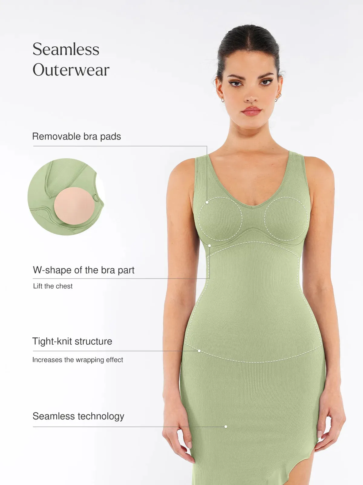 Shapewear Sleeveless Irregular Ruffled Hem Seamless Dress