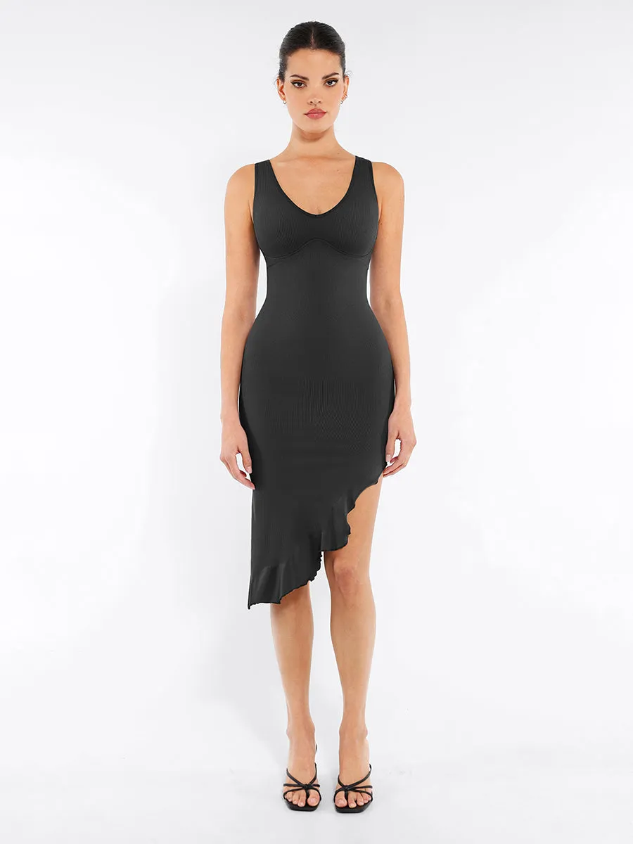 Shapewear Sleeveless Irregular Ruffled Hem Seamless Dress