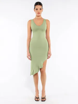 Shapewear Sleeveless Irregular Ruffled Hem Seamless Dress