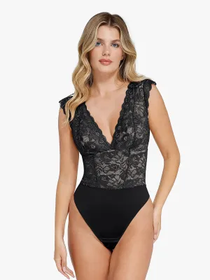 Shapewear V-neck Sleeveless Sculpting Lace Bodysuit