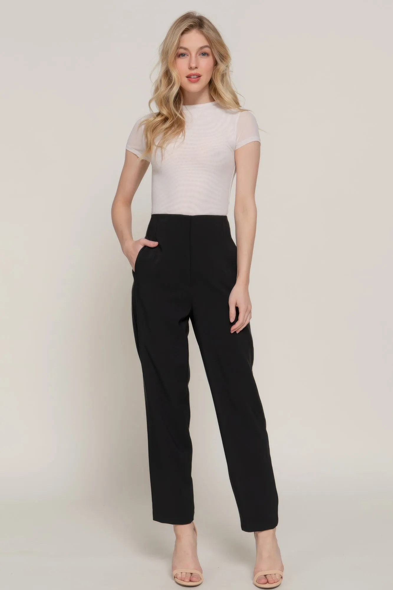 Short Cap Slv High Neck 2 Ply Mesh Top