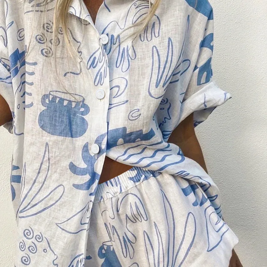 Short Sleeve Shorts Two-piece Set