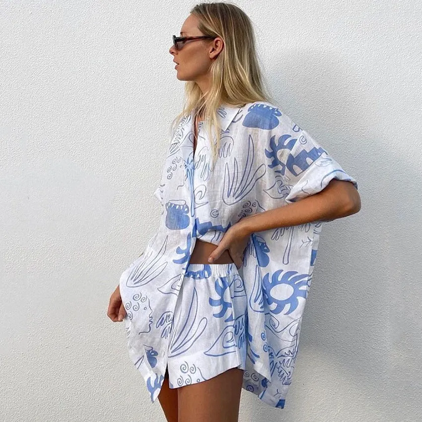 Short Sleeve Shorts Two-piece Set