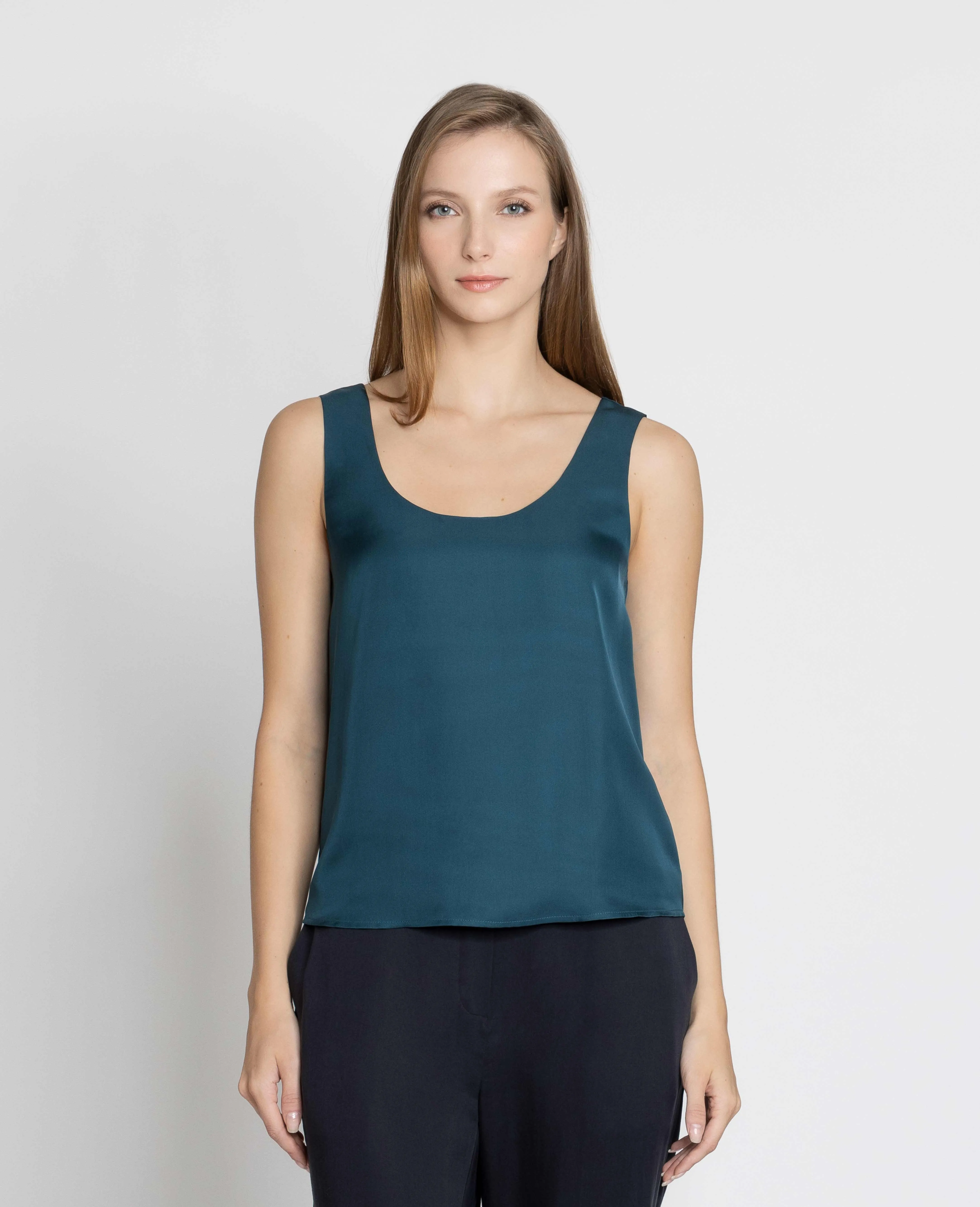 Silk Double Scoop Neck Tank