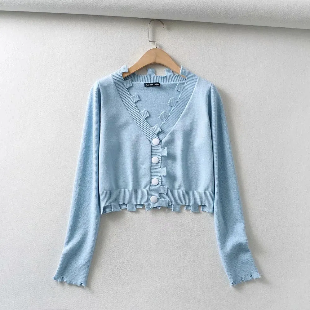 Single-breasted Irregular Knitting Sweater Cardigan