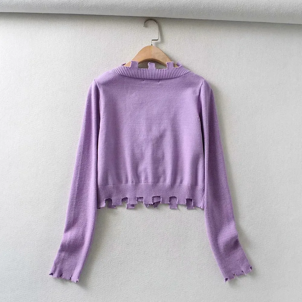 Single-breasted Irregular Knitting Sweater Cardigan