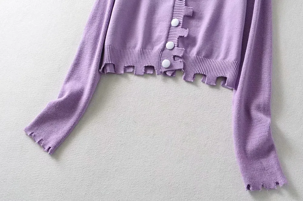 Single-breasted Irregular Knitting Sweater Cardigan