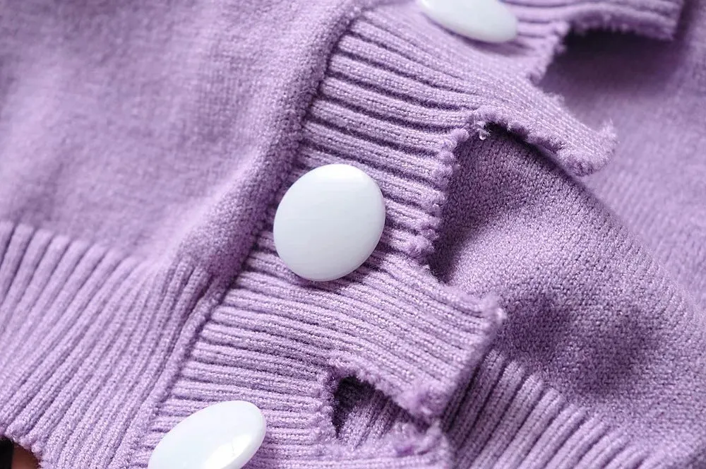 Single-breasted Irregular Knitting Sweater Cardigan