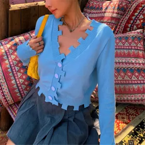 Single-breasted Irregular Knitting Sweater Cardigan