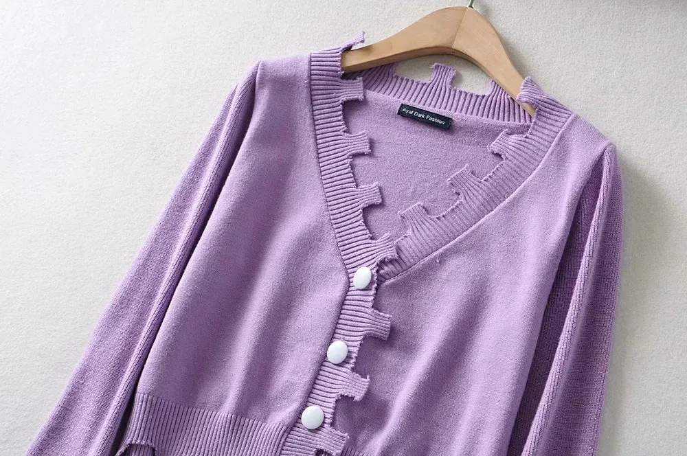 Single-breasted Irregular Knitting Sweater Cardigan