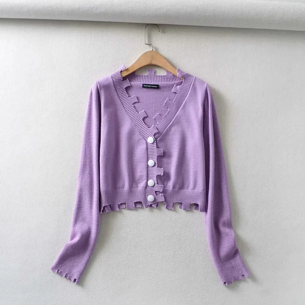Single-breasted Irregular Knitting Sweater Cardigan