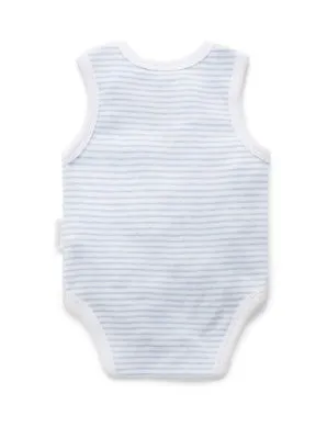 Singlet Bodysuit Pale Blue Melange Stripe