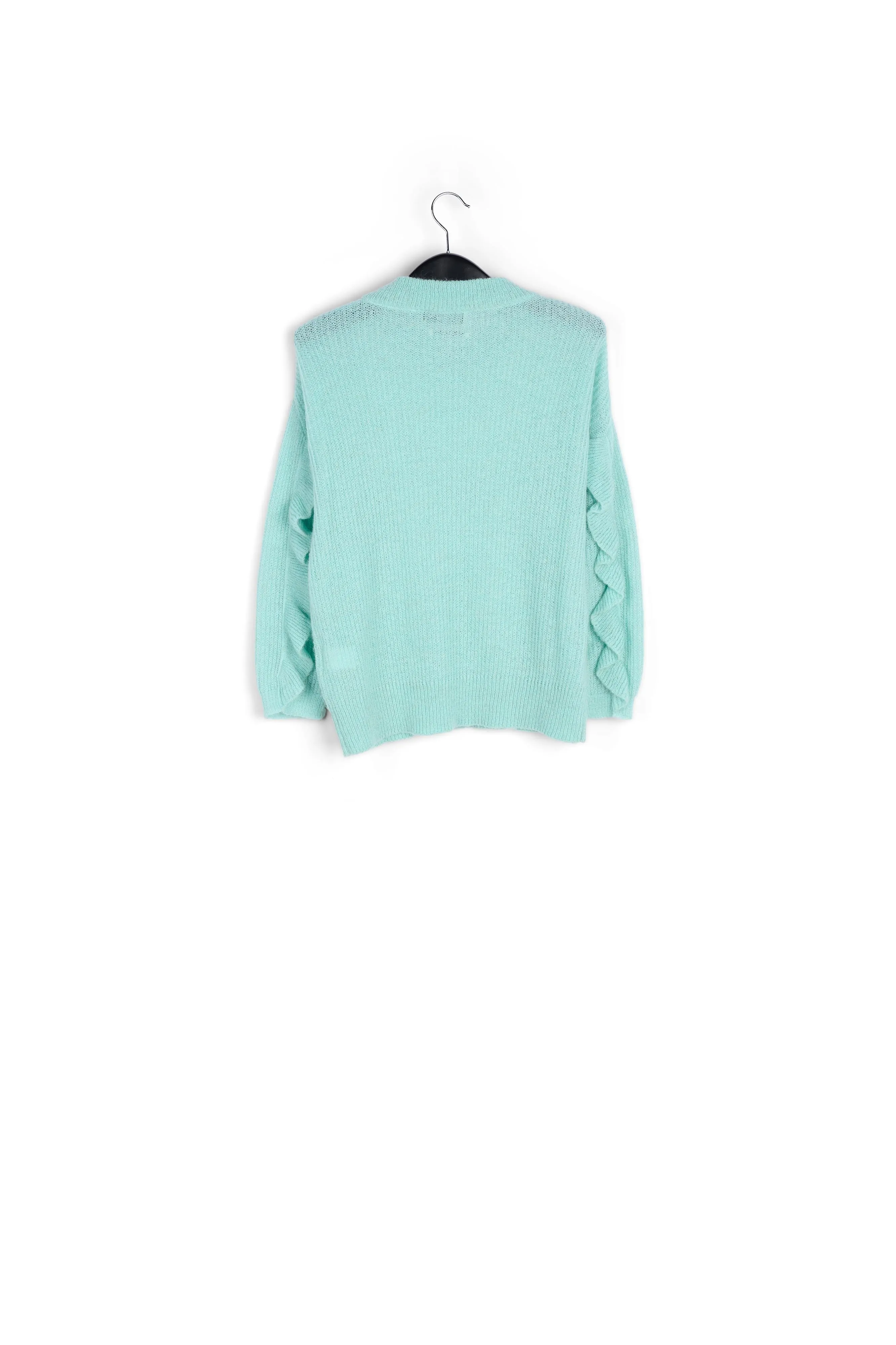 Soft mohair ruffled sweater in light blue