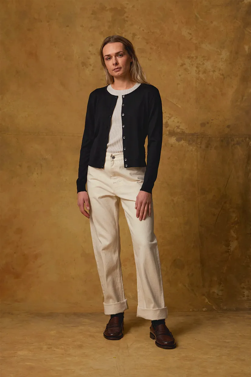 Standard Issue Merino Crop Crew Cardi - Black