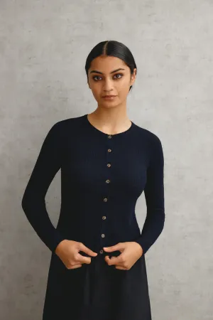 Standard Issue Merino Tweedy Crop Cardigan - Navy