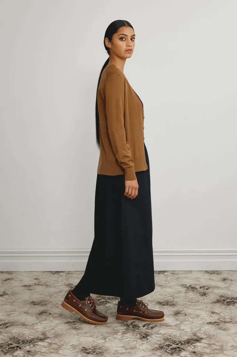 Standard Issue Merino V Neck Cardigan - Walnut
