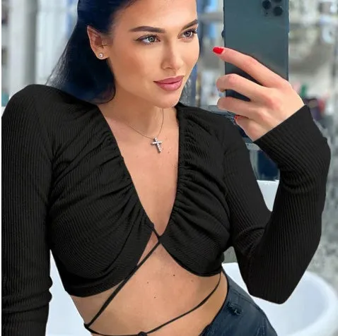 Strapless Crop Top T Shirt Women Sexy Slim-fit Short Coat