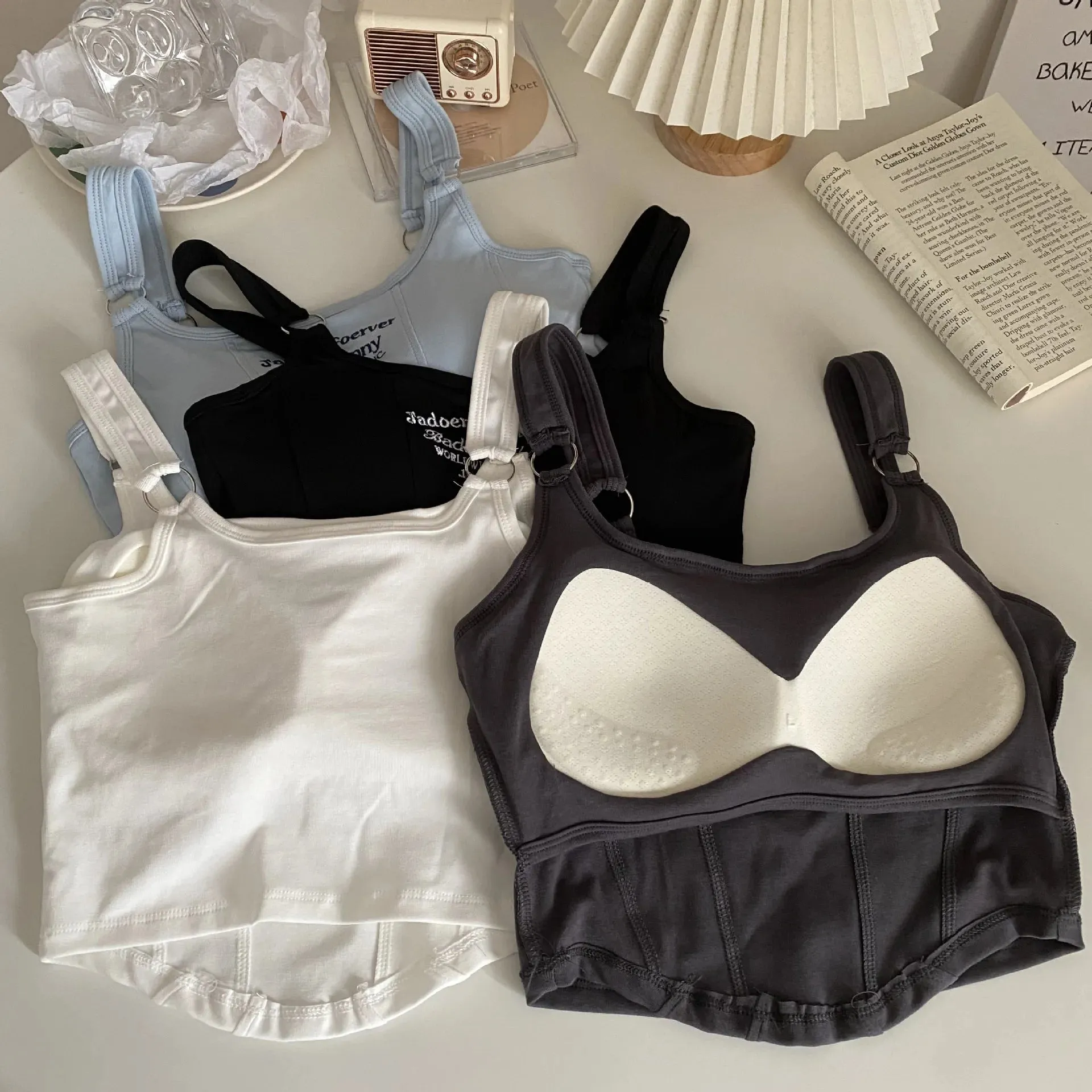 Striped Bra Pad Sexy Tank Top