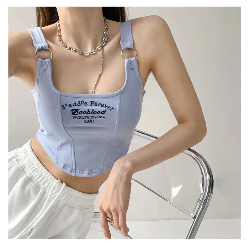 Striped Bra Pad Sexy Tank Top
