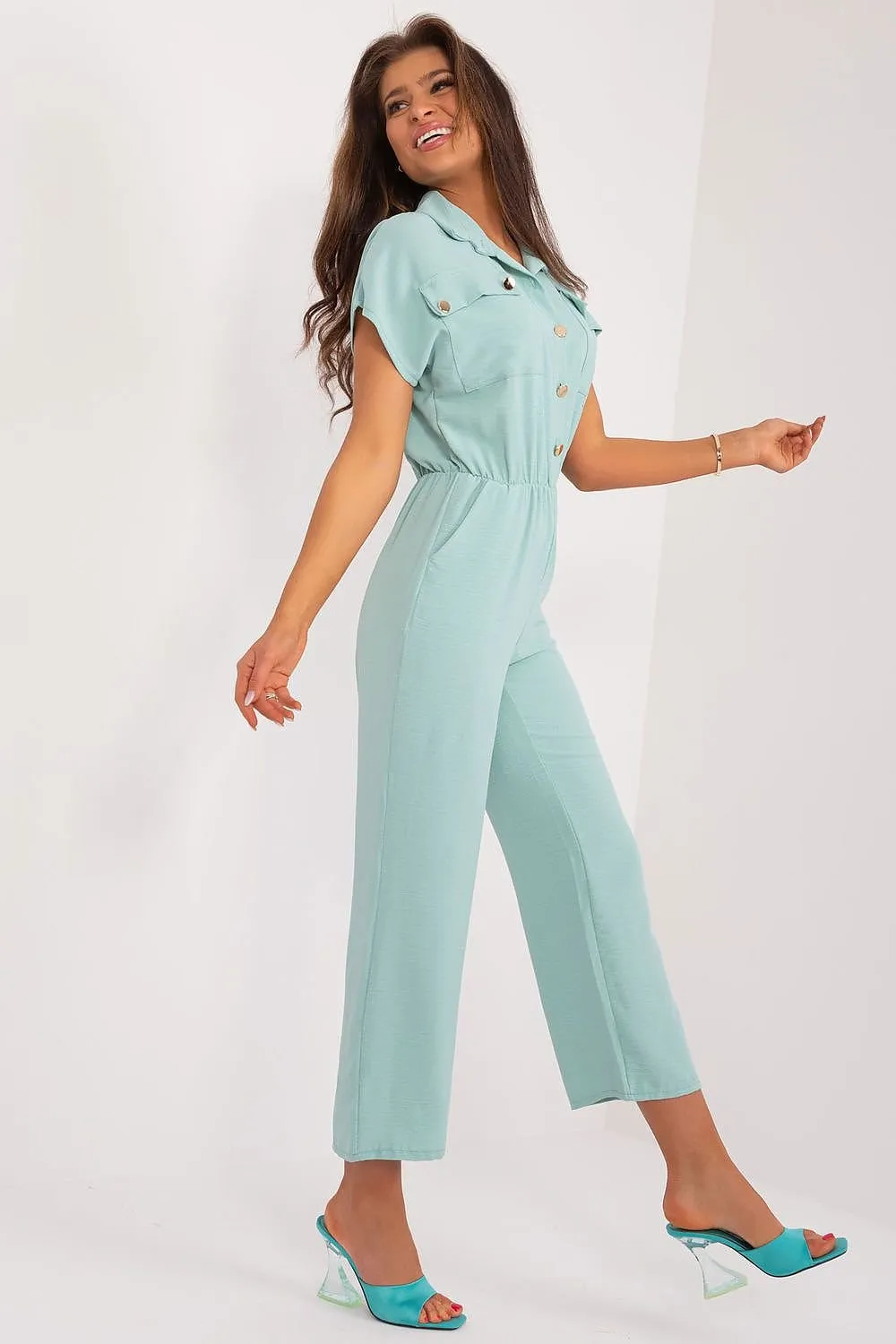 Stylish design short sleeve jumpsuit