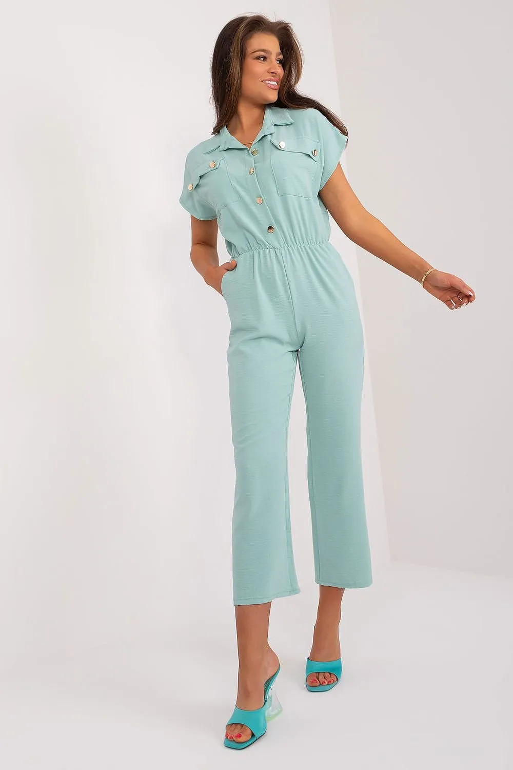 Stylish design short sleeve jumpsuit