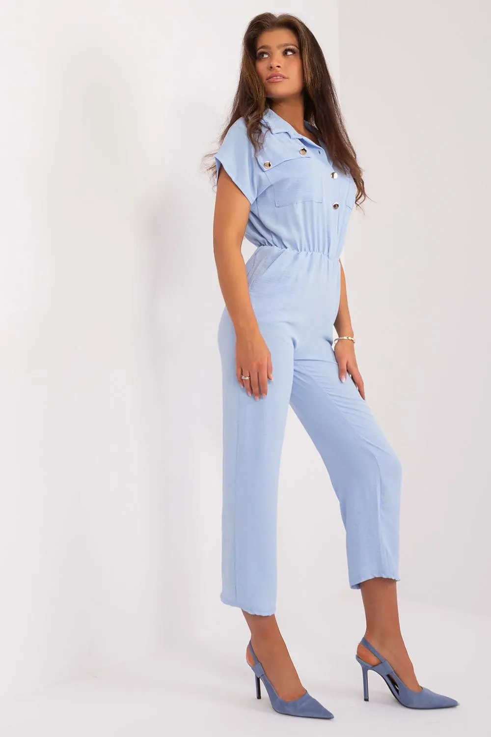 Stylish design short sleeve jumpsuit