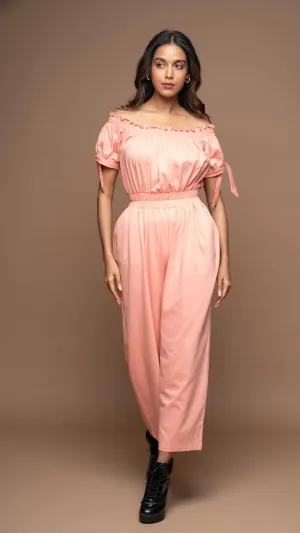 Sunkissed Shoulders Jumpsuit in Peach