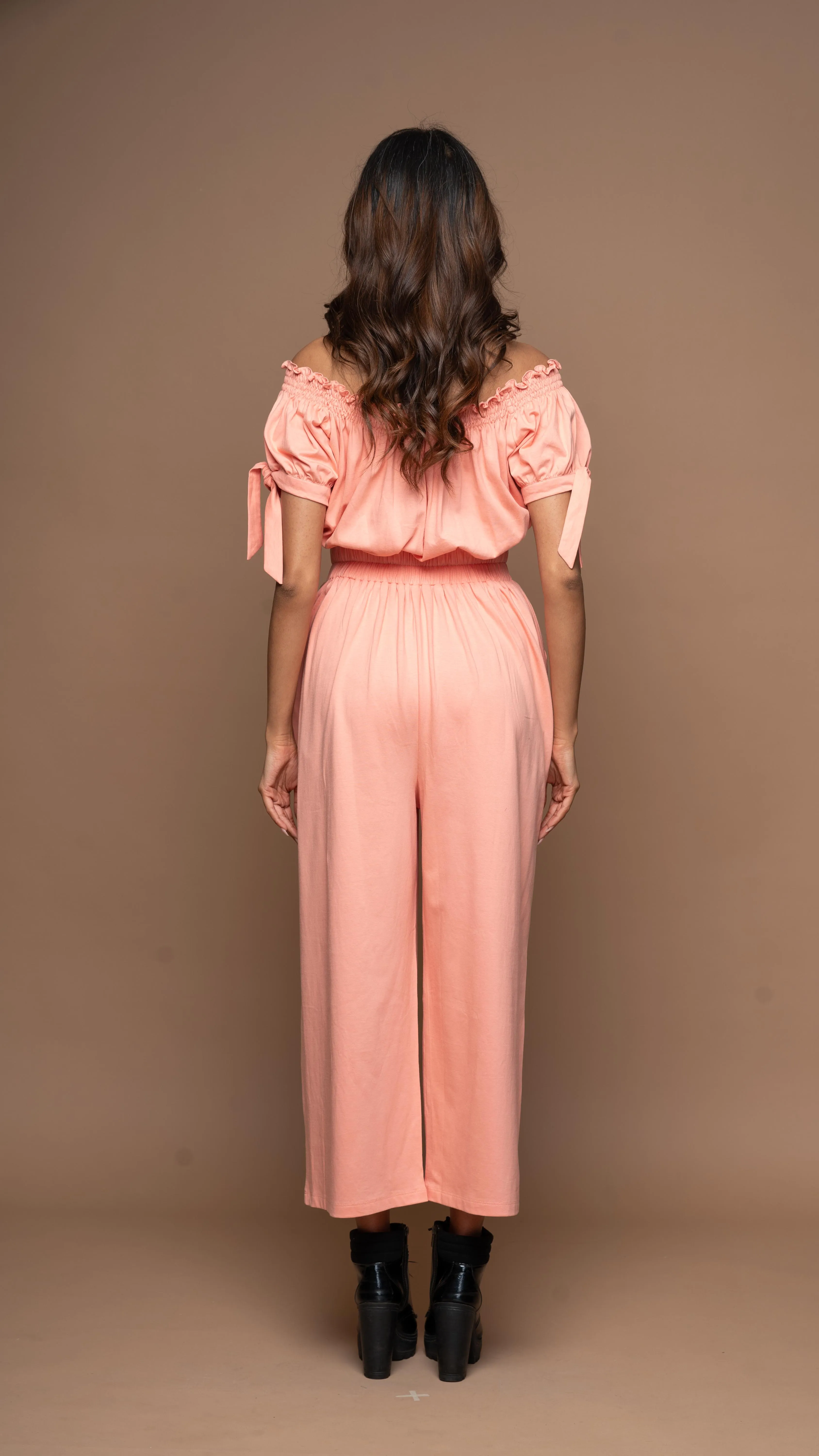 Sunkissed Shoulders Jumpsuit in Peach