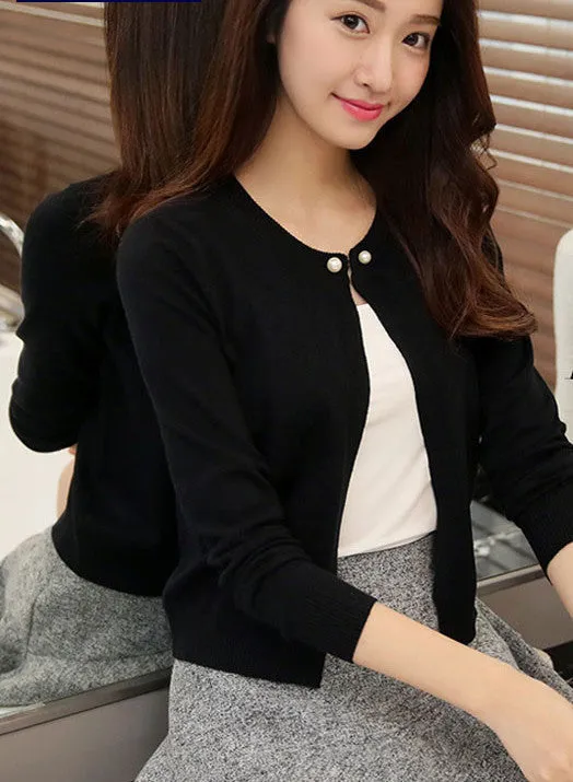 sweater women cardigan sweater Solid color One button women's cashmere sweater