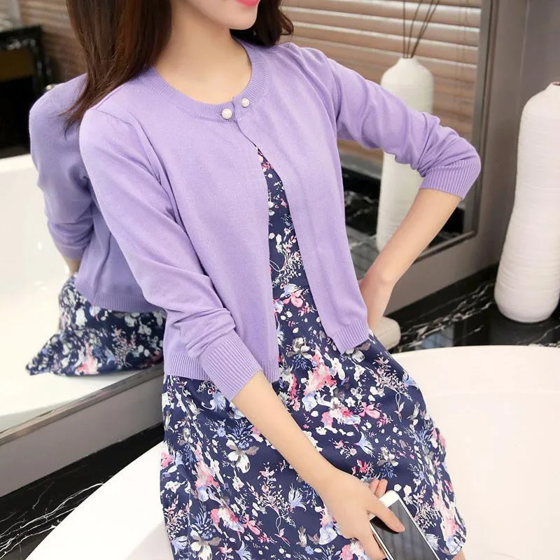 sweater women cardigan sweater Solid color One button women's cashmere sweater